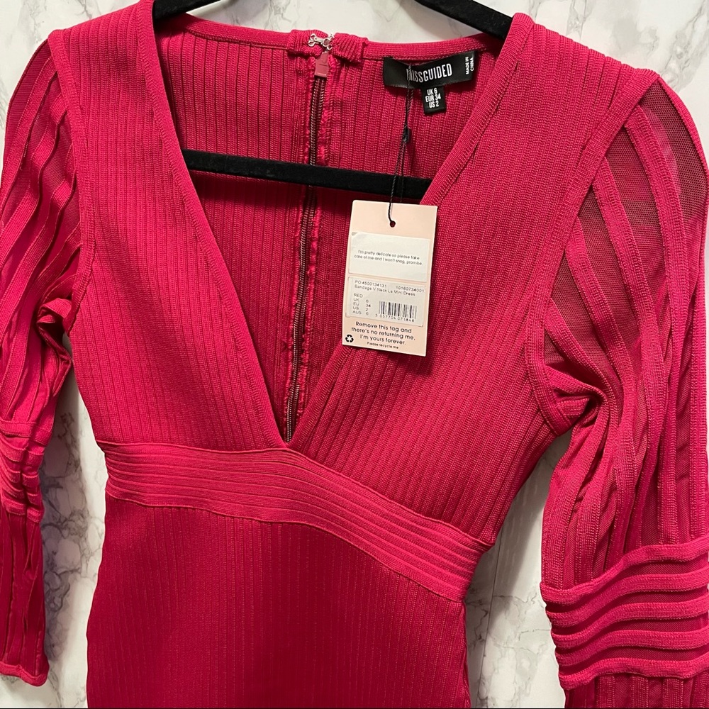 Missguided Red Low Neck Dress - Picture 3 of 6